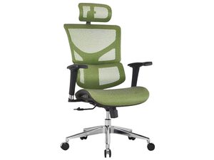 Miniaturka 1 - Fotel biurowy ergonomiczny zielony siatkowy z zagłówkiem perspektywa