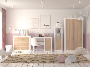 Miniaturka 13 - Zestaw mebli dziecięcych biało-dąb sonoma w pokoju pastelowym