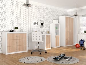Miniaturka 12 - Zestaw mebli dziecięcych biało-dąb sonoma w pokoju chłopca