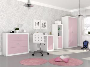 Miniaturka 10 - Zestaw mebli dziecięcych biało-różowych w pokoju dziewczynki aranżacja