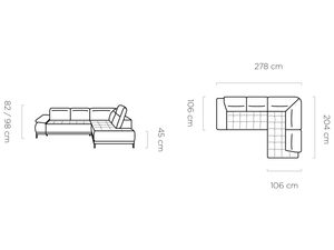 Miniaturka 13 - Narożnik tapicerowany wymiary 278x204 cm rysunek techniczny