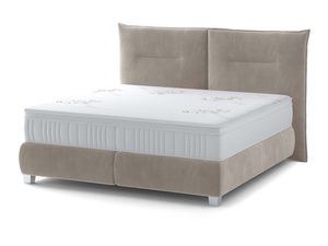 Miniaturka 1 - Beżowe łóżko kontynentalne z podwójnym zagłówkiem perspektywa