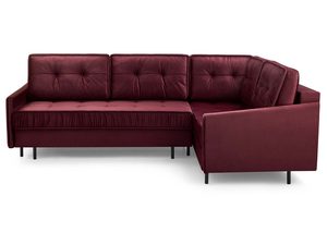 Miniaturka 1 - Bordowy narożnik tapicerowany welurowy w kształcie L frontalny
