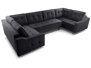 Miniaturka 3 - Narożnik tapicerowany grafitowy welurowy w kształcie U perspektywa góra