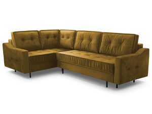 Miniaturka 2 - Narożnik lewy musztardowy tapicerowany z dekoracyjnym pikowaniem