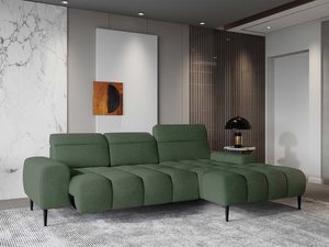 Miniaturka 4 - Narożnik tapicerowany zielony z regulowanymi zagłówkami w aranżacji