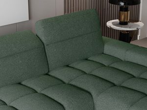 Miniaturka 3 - Zielony narożnik detal pikowanego siedziska splot tkaniny zbliżenie