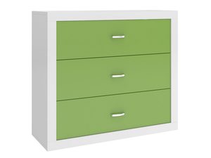 Miniaturka 2 - Komoda dziecięca biało-zielona z trzema szufladami perspektywa