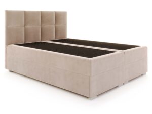 Miniaturka 14 - Łóżko kontynentalne Kai szarobeżowe z pojemnikiem na białym tle, ujęcie 2