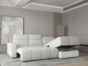 Miniaturka 5 - Kremowy narożnik z otwartym pojemnikiem na pościel w aranżacji