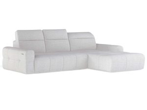 Miniaturka 1 - Narożnik kremowy modułowy z szezlongiem regulowane zagłówki perspektywa