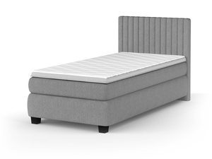 Miniaturka 1 - Szare łóżko jednoosobowe tapicerowane z zagłówkiem perspektywa