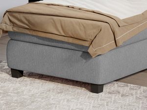 Miniaturka 3 - Łóżko jednoosobowe szare tapicerowane detal ramy i nóg zbliżenie