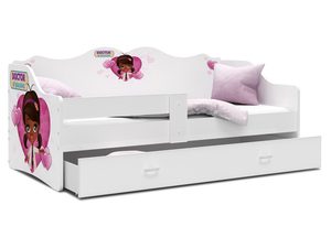 Miniaturka 5 - Łóżko dziecięce białe z motywem dziewczynki i serduszkami inna perspektywa