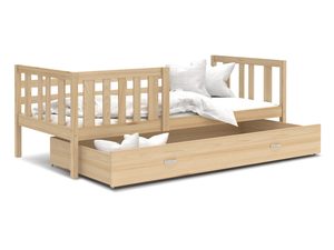 Miniaturka 2 - Łóżko dziecięce sosnowe z szufladą i barierkami perspektywa