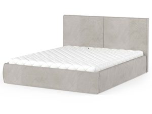 Miniaturka 1 - Łóżko szare tapicerowane z prostym zagłówkiem perspektywa