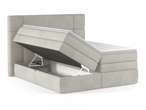 Miniaturka 2 - Beżowe łóżko kontynentalne z otwartym pojemnikiem na pościel widok