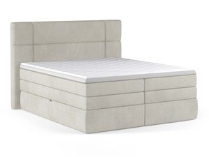 Miniaturka 1 - Łóżko kontynentalne beżowe z wysokim zagłówkiem perspektywa