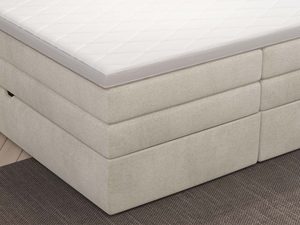 Miniaturka 3 - Łóżko kontynentalne beżowe detal ramy i materaca zbliżenie