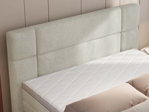Miniaturka 4 - Beżowe łóżko kontynentalne detal zagłówka tapicerowanego zbliżenie
