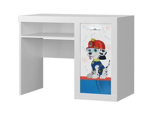 Miniaturka 15 - Białe biurko dziecięce z motywem pieska strażaka i półką perspektywa