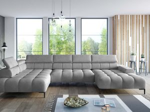 Miniaturka 22 - Narożnik szary pikowany w kształcie U w aranżacji salonu