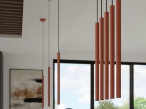 Miniaturka 5 - Ceglaste lampy cylindryczne wiszące w aranżacji wnętrza zbliżenie