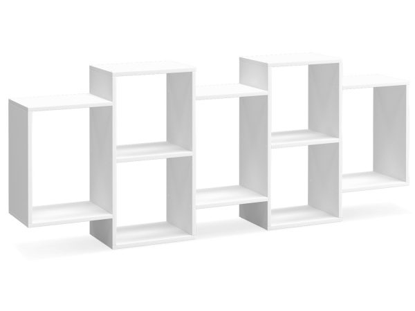 Biały regał modułowy horyzontalny złożony z czterech segmentów
