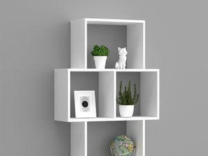 Miniaturka 10 - Biała półka modułowa stojąca z książkami roślinami i dekoracjami