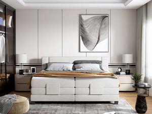 Miniaturka 14 - Łóżko kontynentalne jasnoszare dwuosobowe w eleganckim wnętrzu