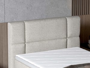 Miniaturka 6 - Łóżko jednoosobowe jasnoszare detal zagłówka tapicerowanego zbliżenie