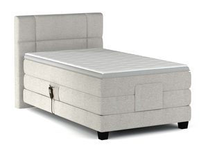 Miniaturka 1 - Jasnoszare łóżko jednoosobowe tapicerowane z pilotem perspektywa