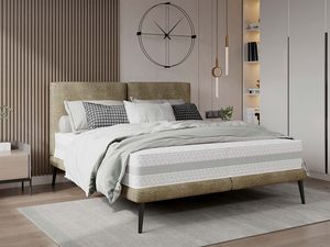 Miniaturka 5 - Oliwkowe łóżko tapicerowane minimalistyczne elegancka aranżacja sypialni