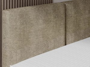 Miniaturka 3 - Łóżko oliwkowe detal podwójnego zagłówka splot tkaniny zbliżenie