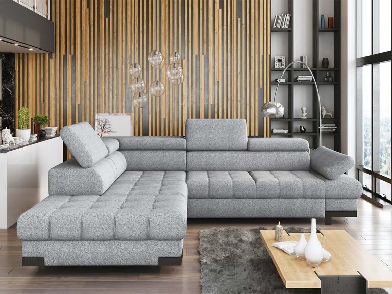 Salon loftowy z dużym narożnikiem