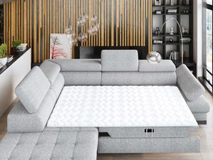 Miniaturka 2 - Szary narożnik rozkładany z materacem do spania widok z góry