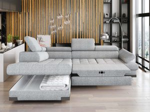 Miniaturka 3 - Narożnik szary z otwartym pojemnikiem na pościel w salonie