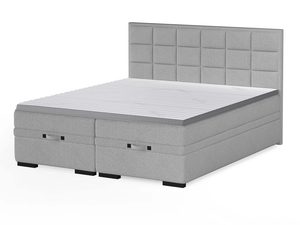 Miniaturka 1 - Łóżko kontynentalne szare z pikowanym zagłówkiem perspektywa