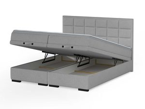 Miniaturka 2 - Szare łóżko kontynentalne z otwartym pojemnikiem na pościel widok