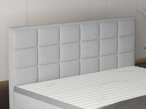 Miniaturka 3 - Szare łóżko kontynentalne detal pikowanego zagłówka zbliżenie