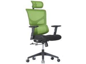 Miniaturka 3 - Zielony fotel biurowy ergonomiczny siatkowy z zagłówkiem perspektywa
