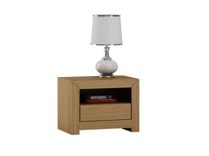Miniaturka 2 - Szafka nocna dębowa jasna z otwartą półką i szufladą z lampą