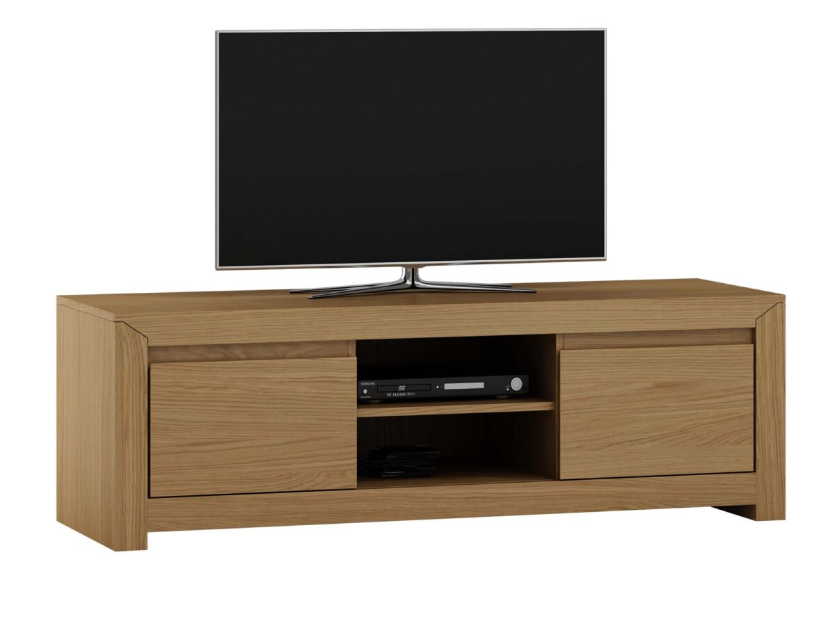 Szafka pod telewizor dębowa z drzwiami i półkami na sprzęt RTV Szafka pod telewizor dębowa z drzwiami i półkami na sprzęt RTV