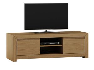 Miniaturka 2 - Szafka pod telewizor dębowa z drzwiami i półkami na sprzęt RTV