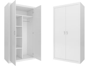 Miniaturka 6 - Szafa dziecięca biała dwudrzwiowa otwarta i zamknięta perspektywa