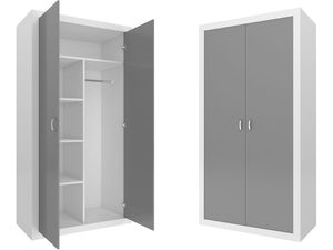 Miniaturka 5 - Biało-szara szafa dziecięca dwudrzwiowa otwarta i zamknięta