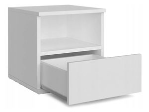 Miniaturka 1 - Szafka nocna biała z wysuniętą szufladą i wnęką na drobiazgi