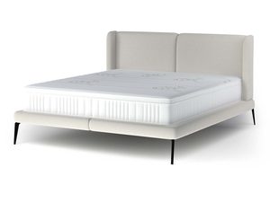 Miniaturka 1 - Kremowe łóżko tapicerowane z podwójnym zagłówkiem perspektywa