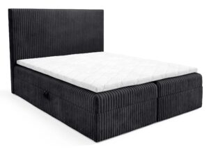 Miniaturka 9 - Grafitowe łóżko sztruksowe z prostym zagłówkiem