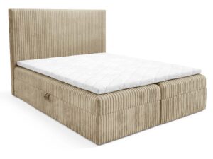 Miniaturka 4 - Łóżko tapicerowane granatowe w tkaninie sztruksowej